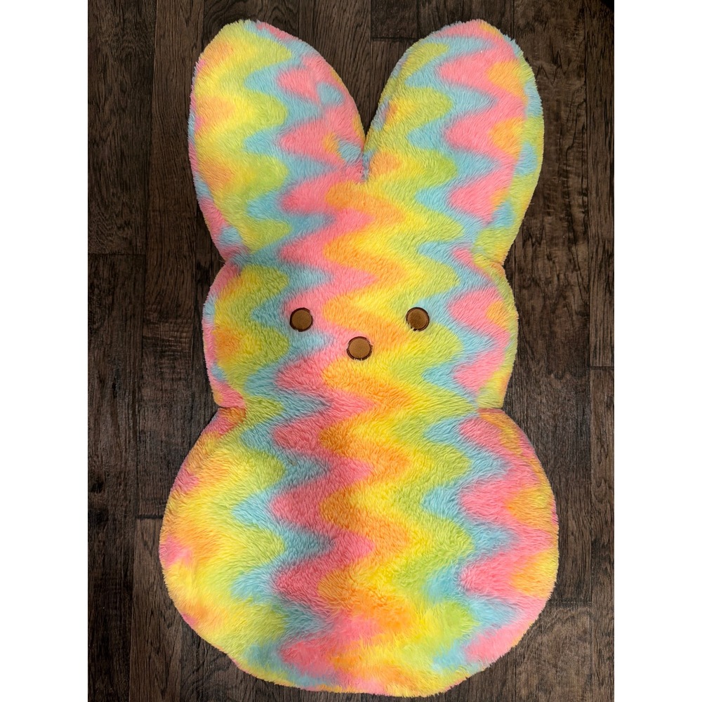 Jumbo Peeps 45in Bunny Plush Rainbow Tie Dye Zigzag Extra Large Soft Fuzzy Rare